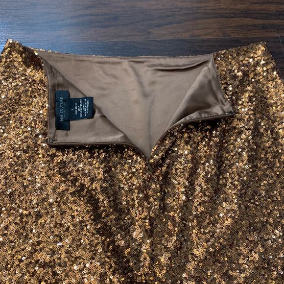 MM Couture Miss Me bronze sequin mini skirt size L - Picture 4 of 10